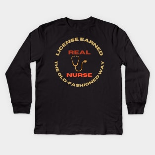 Real Nurse: Old-Fashioned Kids Long Sleeve T-Shirt